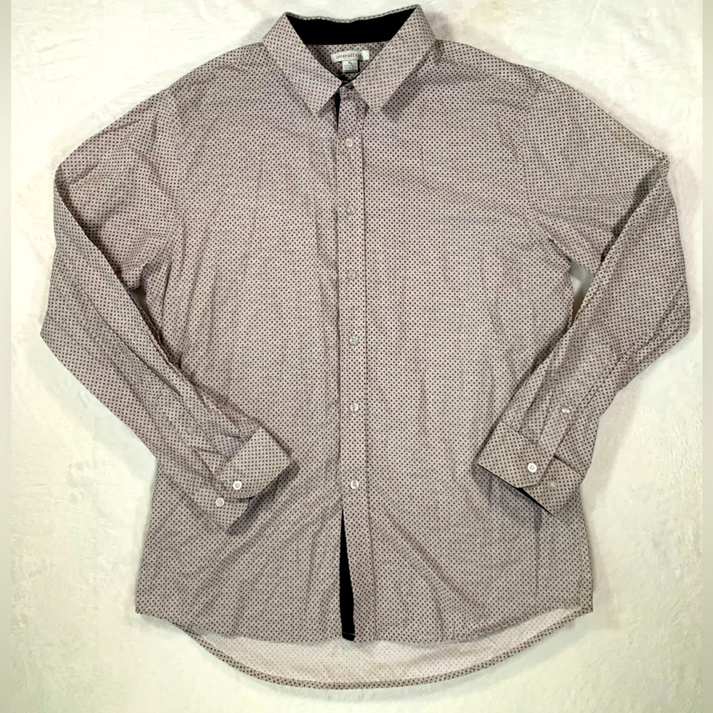 Interaffair Mens XL Dress Shirt‎ Long Sleeve Button Down Maroon Print